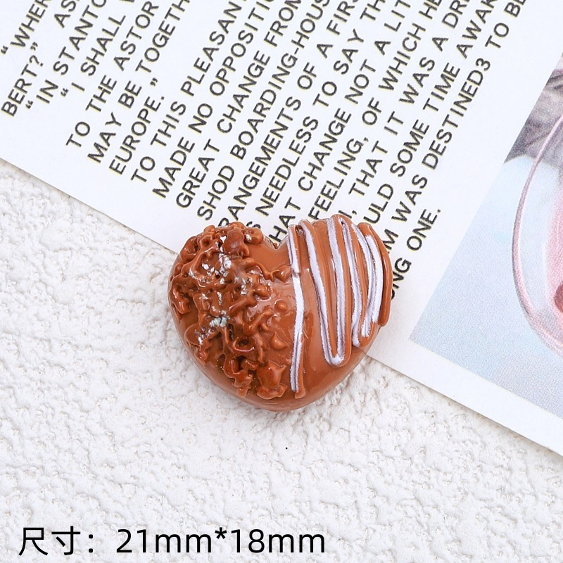 卡通小熊巧克力面包手工diy自制饰品配件奶油胶树脂小配件材料包|undefined