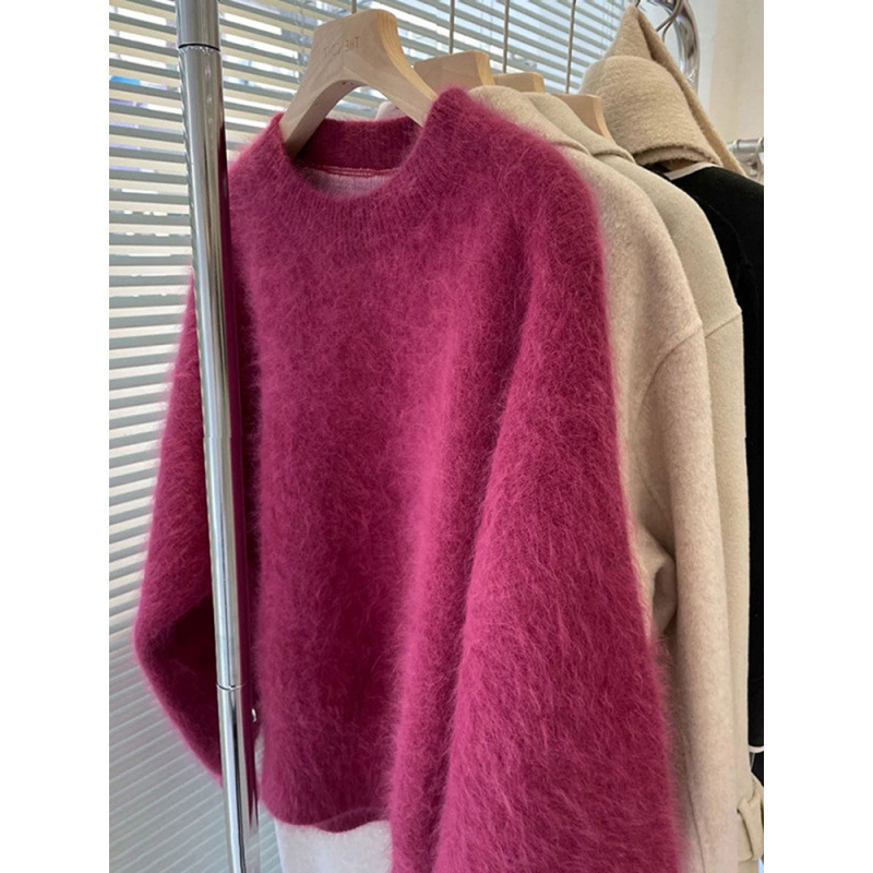 2025 Autumn and Winter Fairy Super Nice High-End Design Niche Western Style Raccoon Velvet Dragon Fruit Color Sweater Jacket 2025 Autumn and Winter Fairy Super Nice High-End Design Niche Western Style Raccoon Velvet Dragon Fruit Color Sweater Jacket