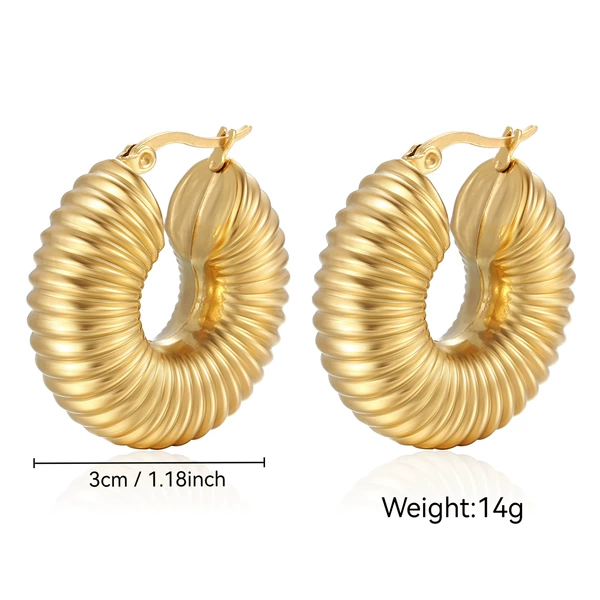 Thread hollow earrings gold-colored MS-005