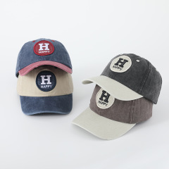 Spring and Autumn New Alphabet H Children's Washable Duck Bill Hat Korean Style Round Logo Baby Sun Hat Colorful Plaid Baseball Cap