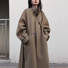 立领毛呢外套女冬季韩版宽松中长款加厚小个子韩系感呢子大衣
