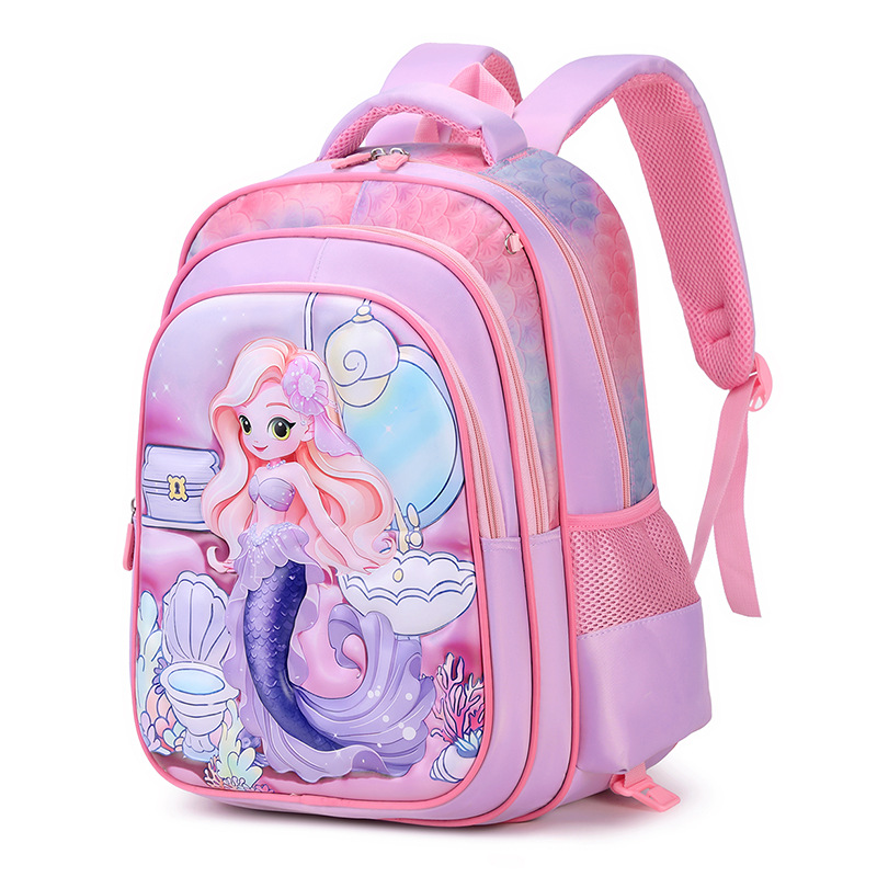 Fábrica de almacenamiento de estudiantes de primaria ligeros pueden cargar mochila de tirón cóncava mochila de cuero de dibujos animados de tres piezas conjunto de mochila