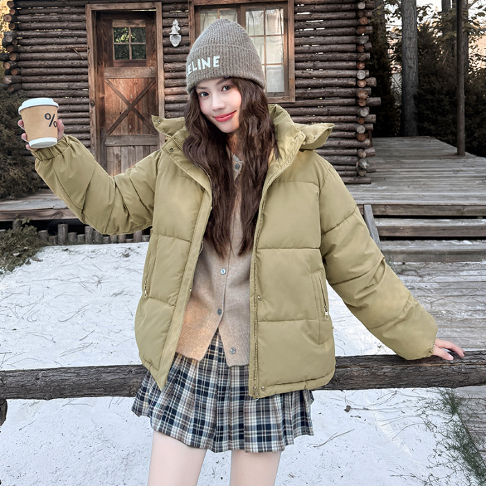 今年流行的短款连帽羽绒棉服宽松棉衣小个子面包服加厚棉袄外套潮|undefined