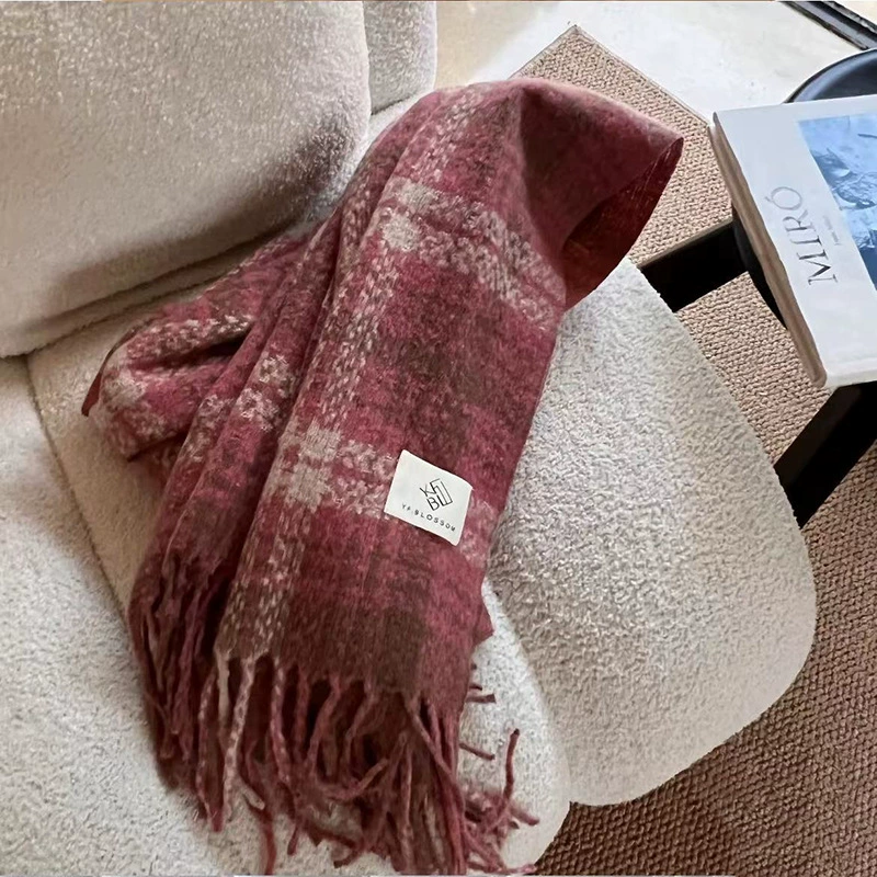 Милый универсальный фуксия цветов keep warm шарф для учащихся начальной школы, плащ с кисточками