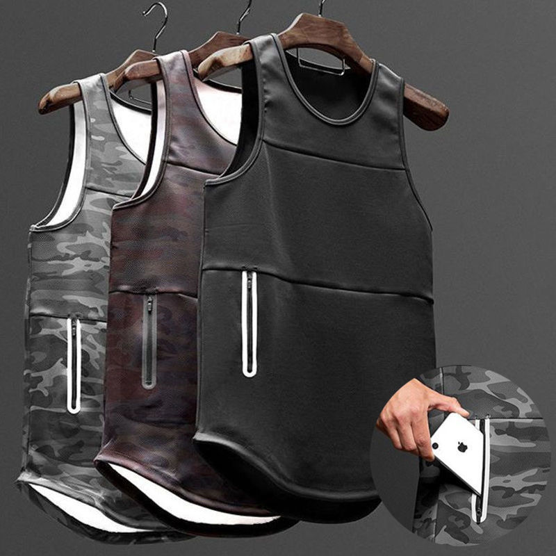 Summer Fitness Vest Men's Running Sports Cut Sleeve Quick-drying Clothes Outdoor Basketball Clothing Running Training Vest Foreign Trade