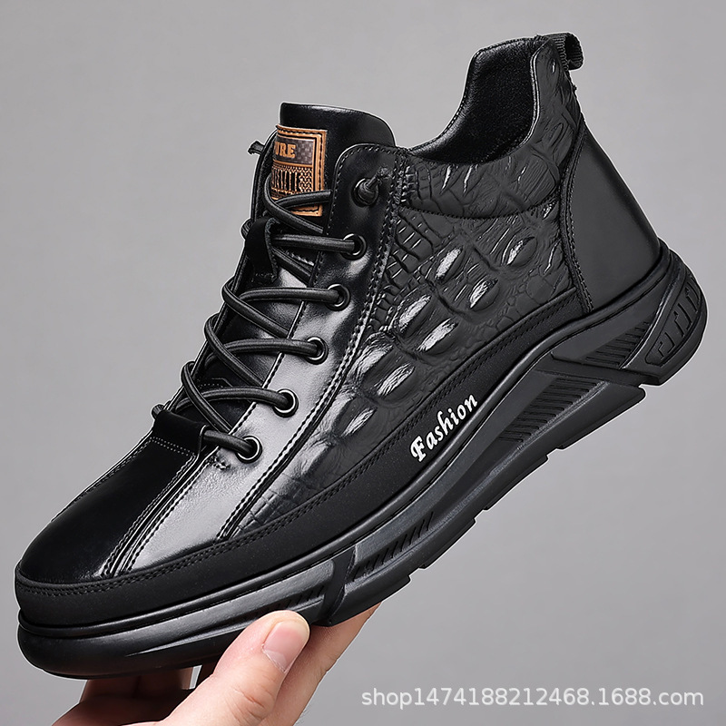 Men's Shoes Autumn New Men's Sports Casual Shoes Top Layer Cowhide High-top Martins Men's Shoes 8506