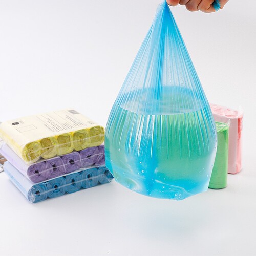 Household Thickened New Material Flat Mouth Trash Bags, Black, 5-Pack, Break-Resistant