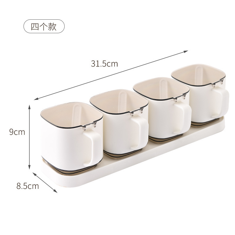 調味料調味料缶日本式キッチン調味料箱プラスチック食品級セット家庭用スプーン付き調味料缶|undefined
