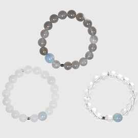 个性同款串珠手链灰天使情侣小众饰品玛瑙手串个性白水晶天然石