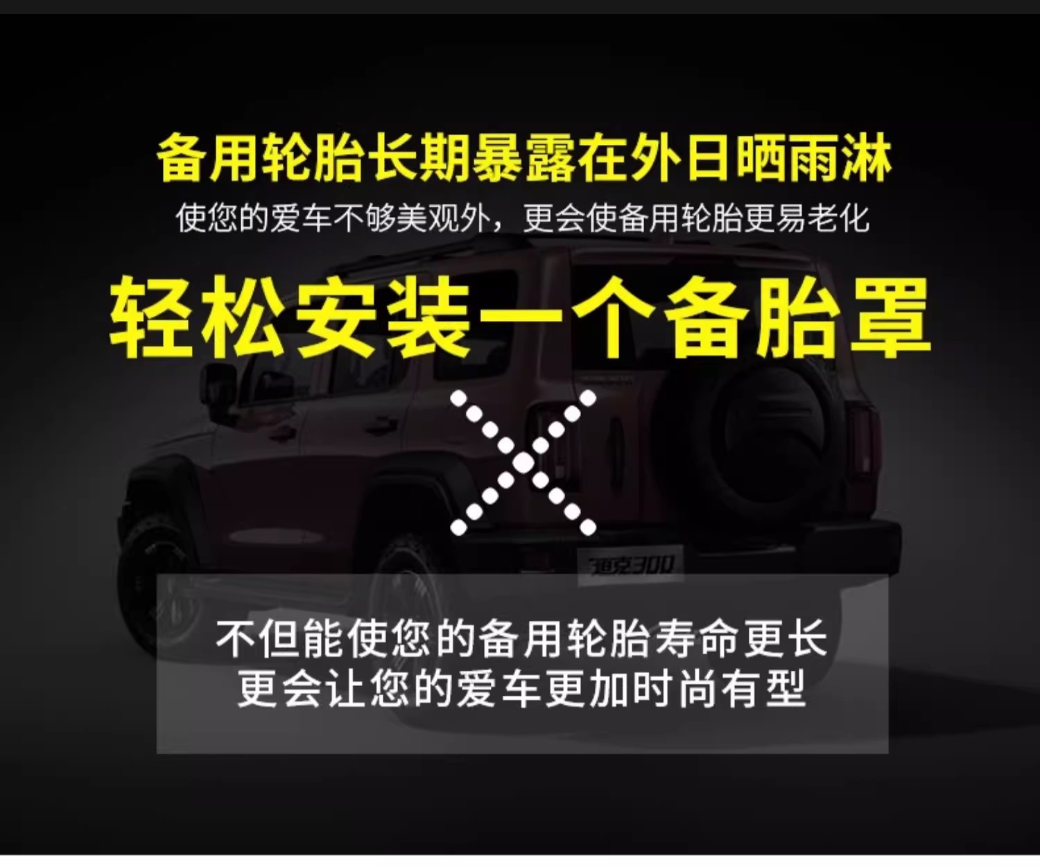 Tank 300 Large Surround Spare Tire Cover Rear Tailgate Spare Tire Shell Modified Tire Protective Cover Off-Road City Version Decoration