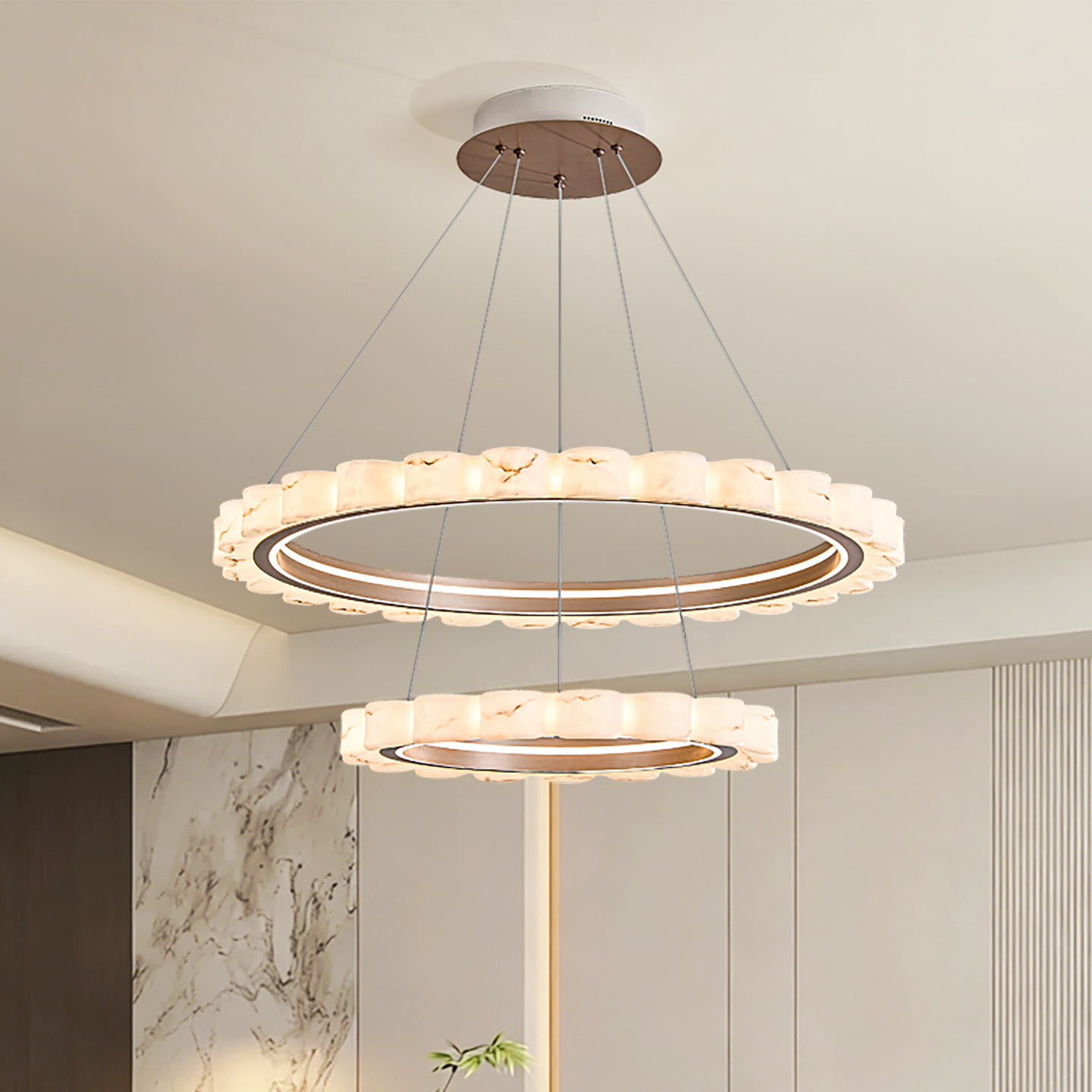 Lámpara de la sala de estar italiana de lujo imita la nube de piedra moderna y simple diseñador de anillo de alta calidad nueva lámpara de vestíbulo 055L