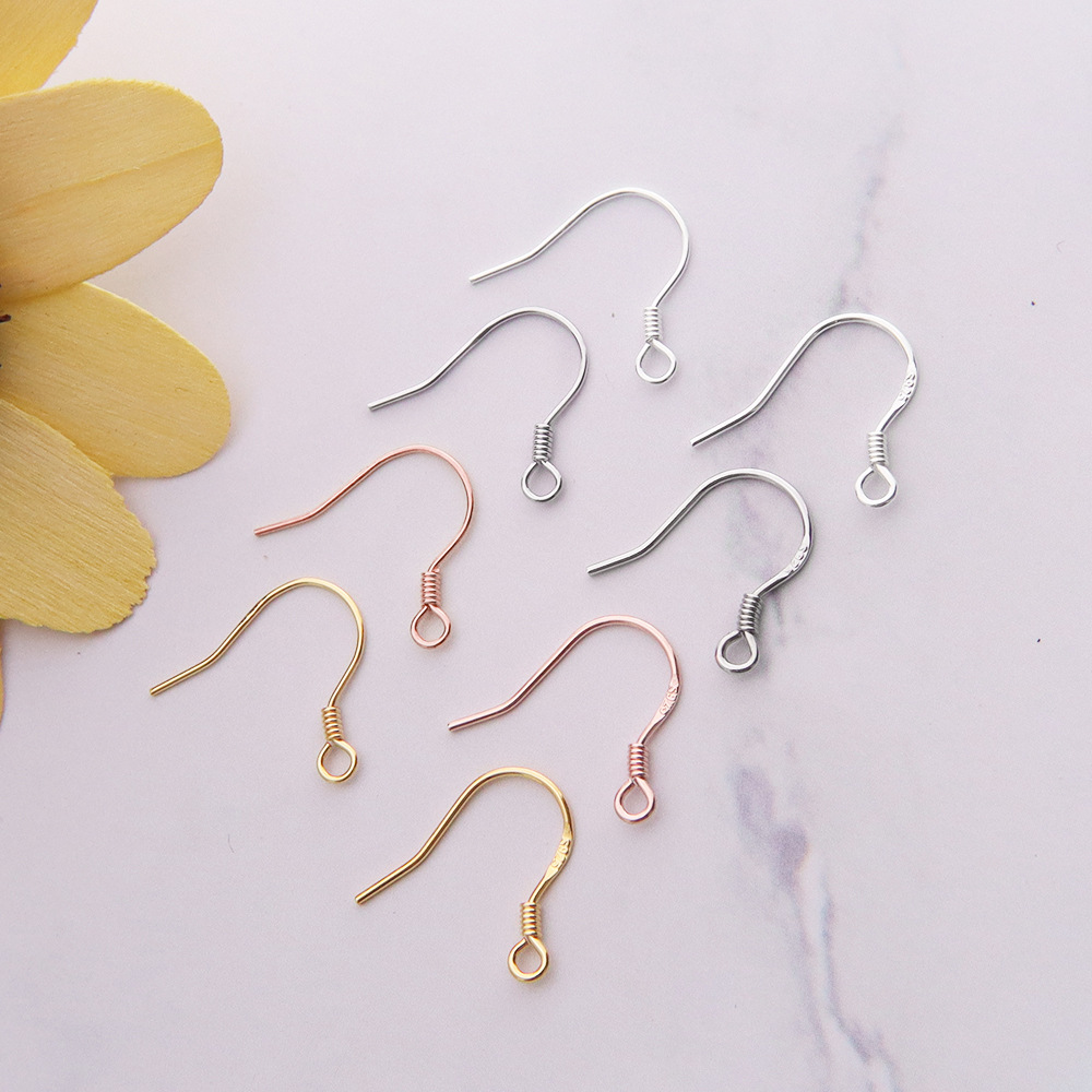 S925 sterling silver ear hook accessories earring drop gold plated silver ear hook handmade DIY ear jewelry accessories manufacturer wholesale