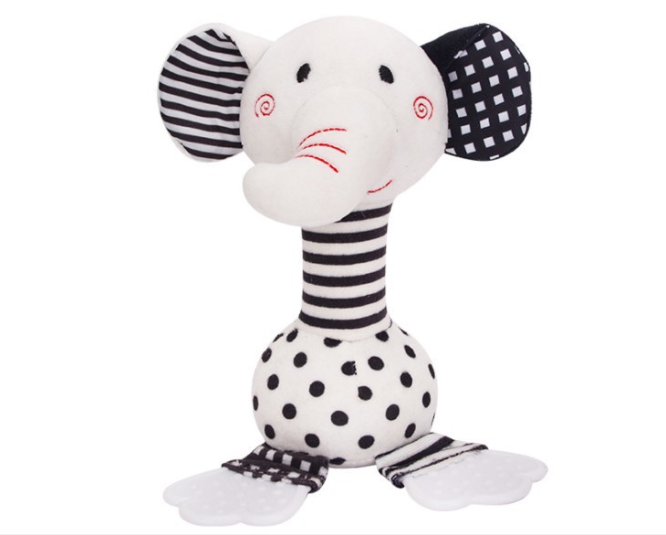 Baby teether hand rattle 0-1 years old baby early education toys black and white hand-held baby rattle