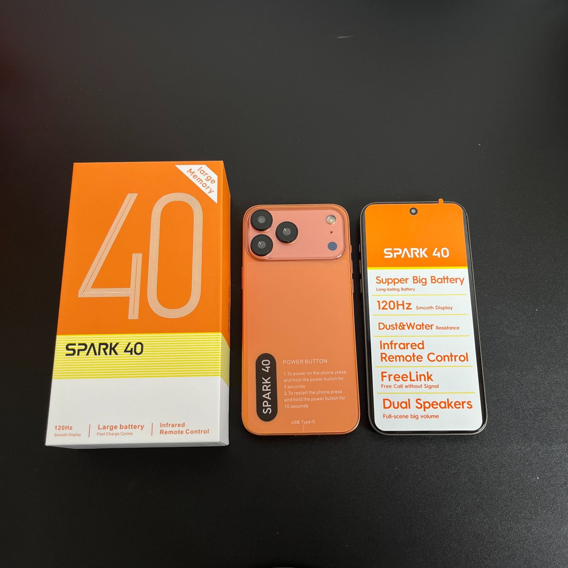 Spark 40 smartfon 7.3 düymlük Android 16+1TB yaddaş