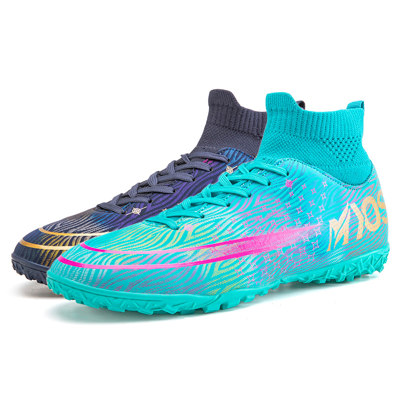 Transfronterizo zapatos de fútbol de uñas rotas de largo alto-Top Plus tamaño cómodo transpirable césped artificial suave absorción de choque moda hombres y mujeres de entrenamiento
