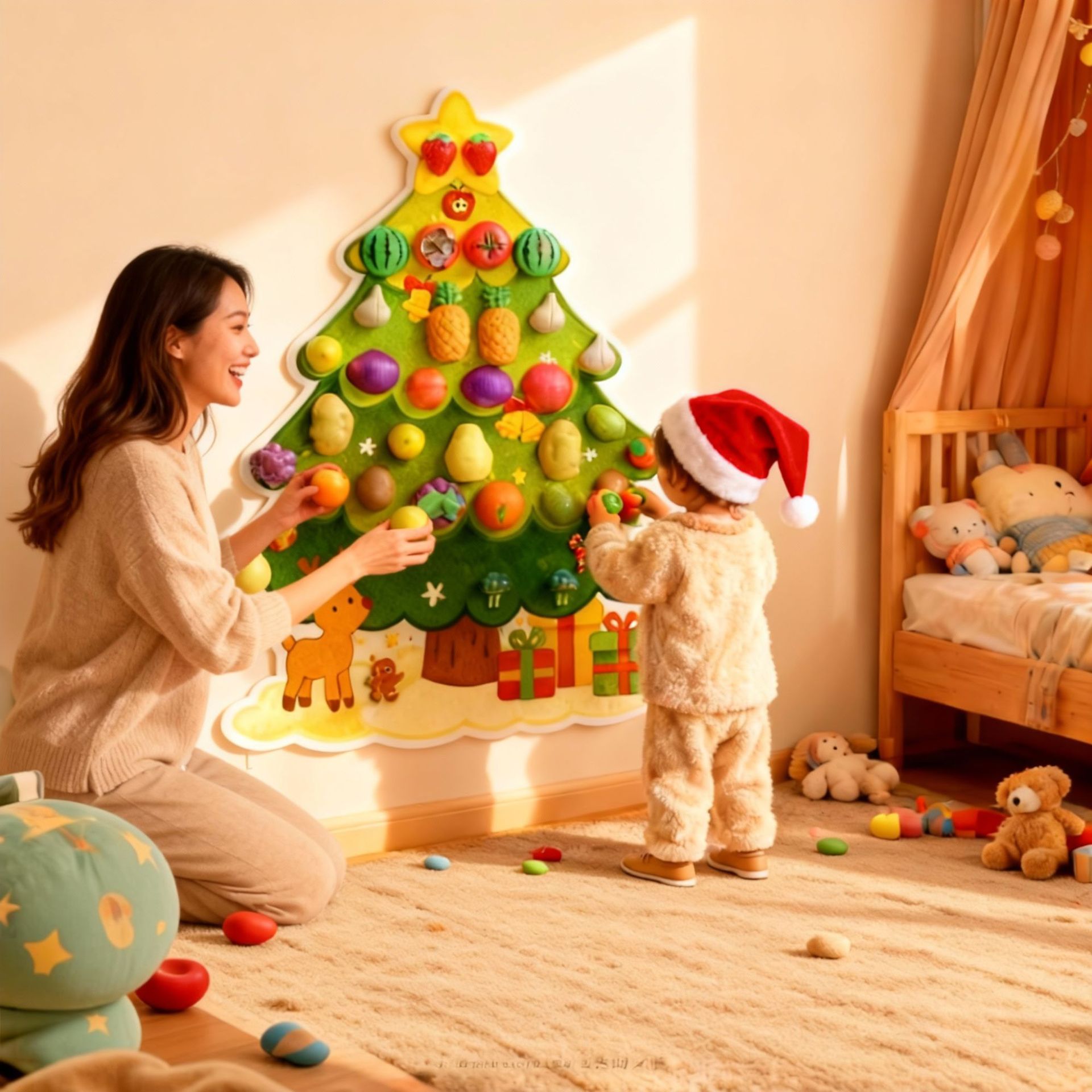 Juguetes educativos para la primera infancia, tablero de actividades para niños de 0 a 3 años, tablero de agujeros, accesorios de bricolaje, tablero de aprendizaje de fieltro Montessori para bebés