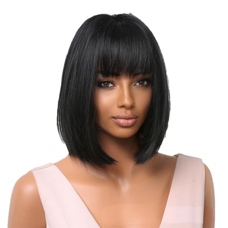 ヨーロッパとアメリカのウィッグクロスボーダー新しいスタイルのストレートヘア前髪ショートヘアボブヘア女性のためのAmazon AliExpressヘッドギア|undefined