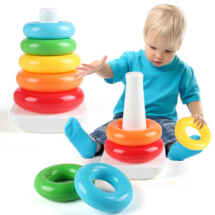 Infant Early Childhood Education Educational Rainbow Tower Stacked Music Color Identification Turned Music Stacked Circle Toy Gift
