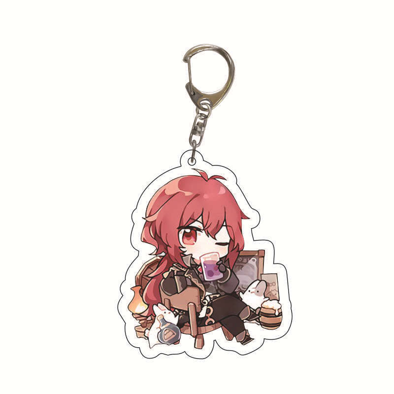 Original Dios juego de dibujos animados llavero acrílico Rayo general Zhong Li Gan Yu Ke Li colgante privado