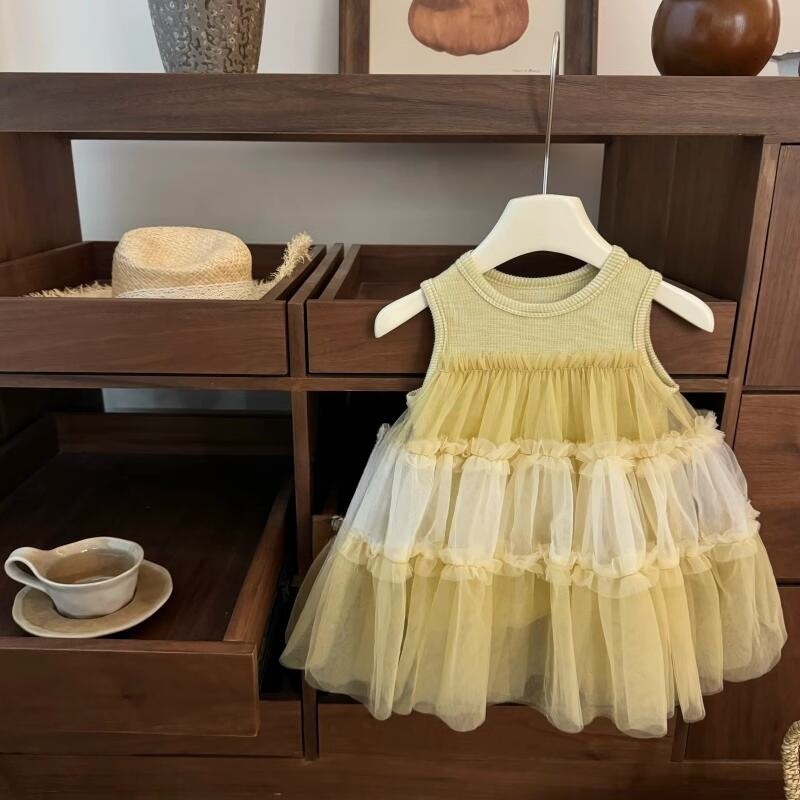 [Siete de limón salado] ¡Leche! Falda de hada de bebé de estilo de vacaciones Ropa para niños coreanos Falda de princesa de malla con orejas de madera