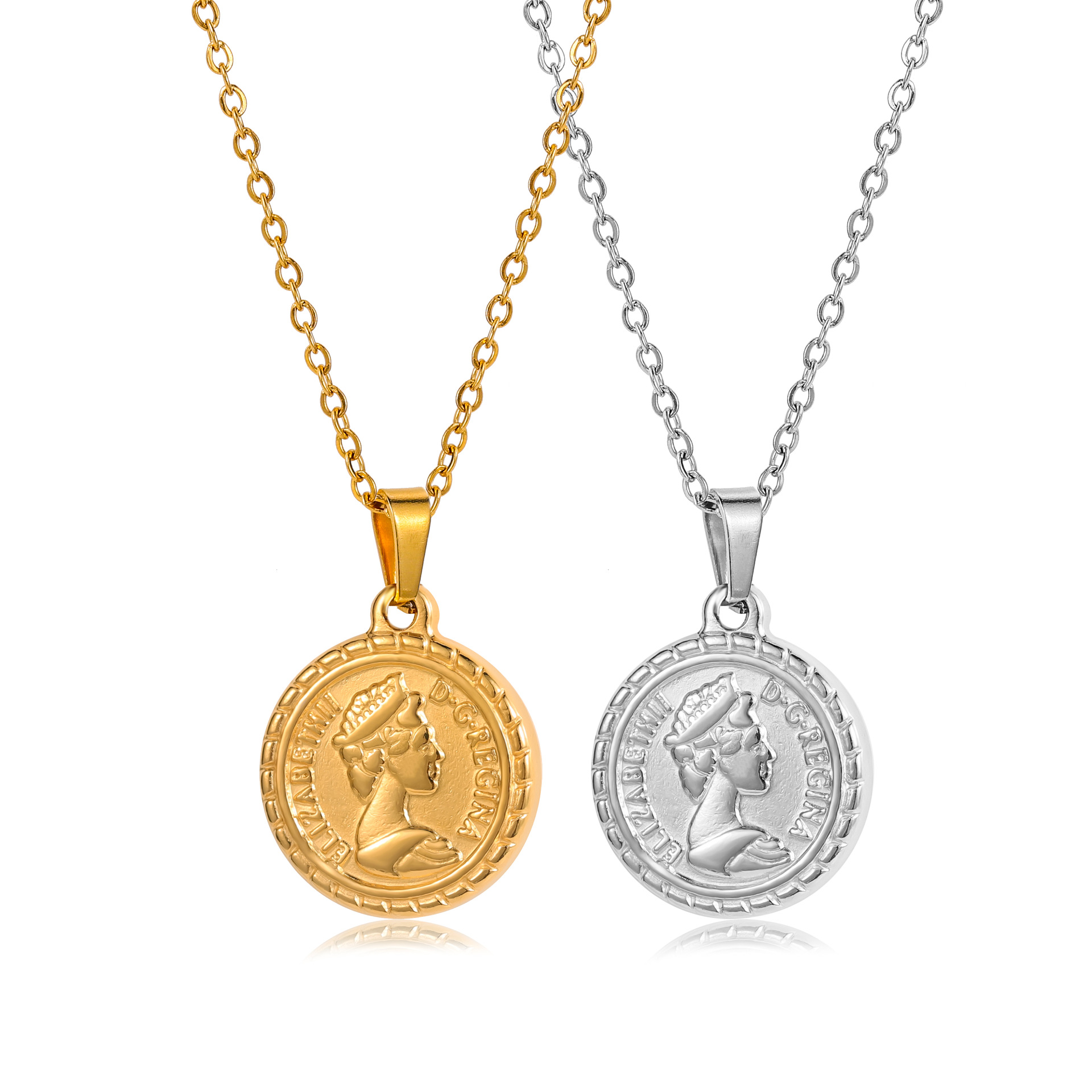 Pendant Necklace Classification cable chain Chain Type Ethnic Style Portrait Stainless Steel Titanium Steel Plating Pendant Necklace