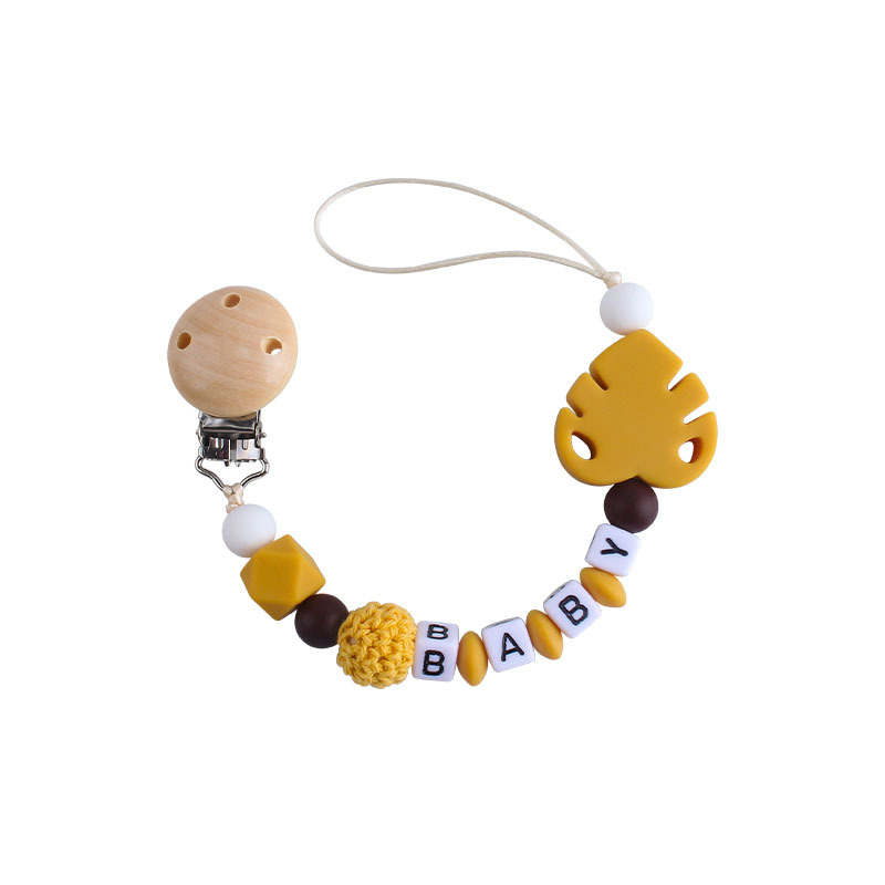 Bebé suministros DIY creativo Hemu chupete clip de nombre del bebé calmante hoja de silicona chupete Cadena de juguete