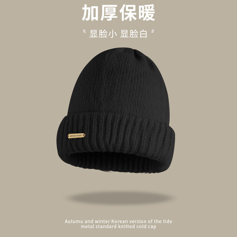 堆堆帽子女冬季高级感大头围保暖护耳针织帽时尚百搭显脸小毛线帽|undefined