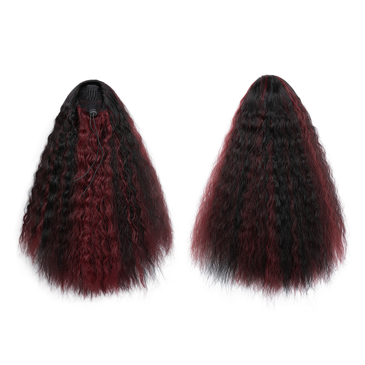 Cheveux synthétiques cheveux courts bouclés perruque permanente de maïs moelleux queue de cheval crépue_voghion.com