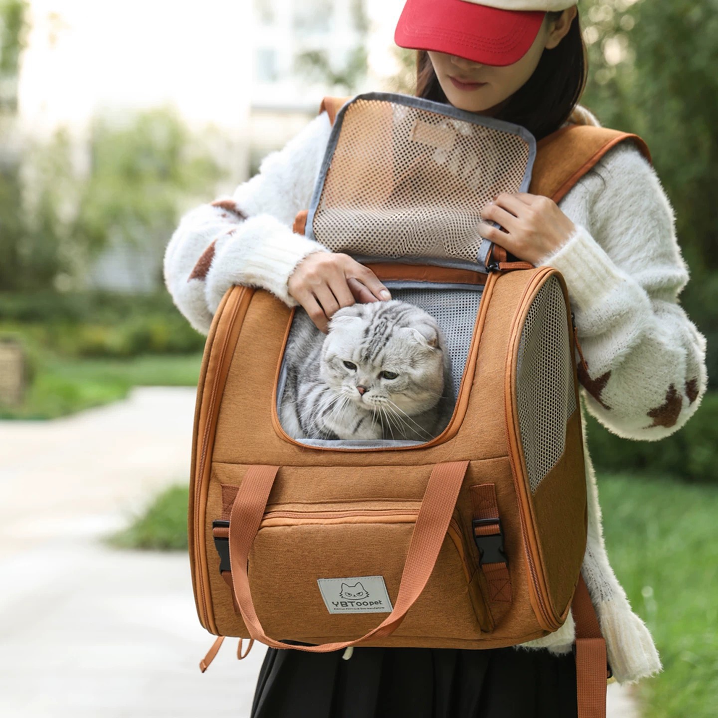 Pet Travel Backpack Cat Carrier Expandable Breathable Large Capacity Foldable Portable for Dog And Cat Outings_voghion.com