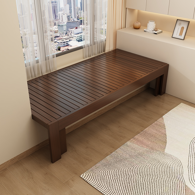 # Bay Window Retractable Bed Frame Small Apartment Bedroom Study Bay Window Solid Wood Tatami Row Frame Dual-Purpose Can Be Customized