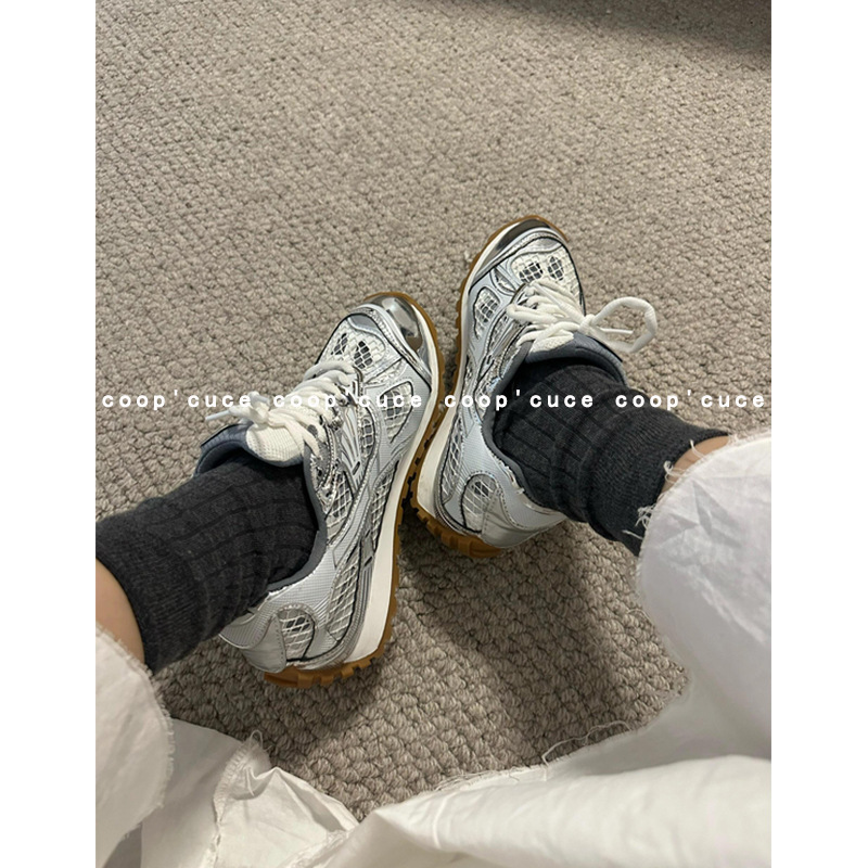 Coop'cuce is so good! 24 New Mesh Color sneaker Thick Bottom Lace-up Couple Torre Shoes Women