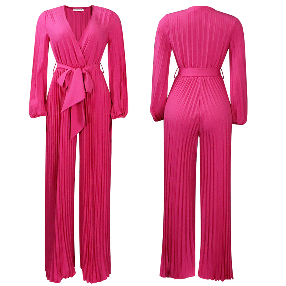 C8468 Amazon 2022 Europa y los Estados Unidos verano nuevo cuello en V Correa sexy pierna plisada más tamaño traje de comercio exterior image 11