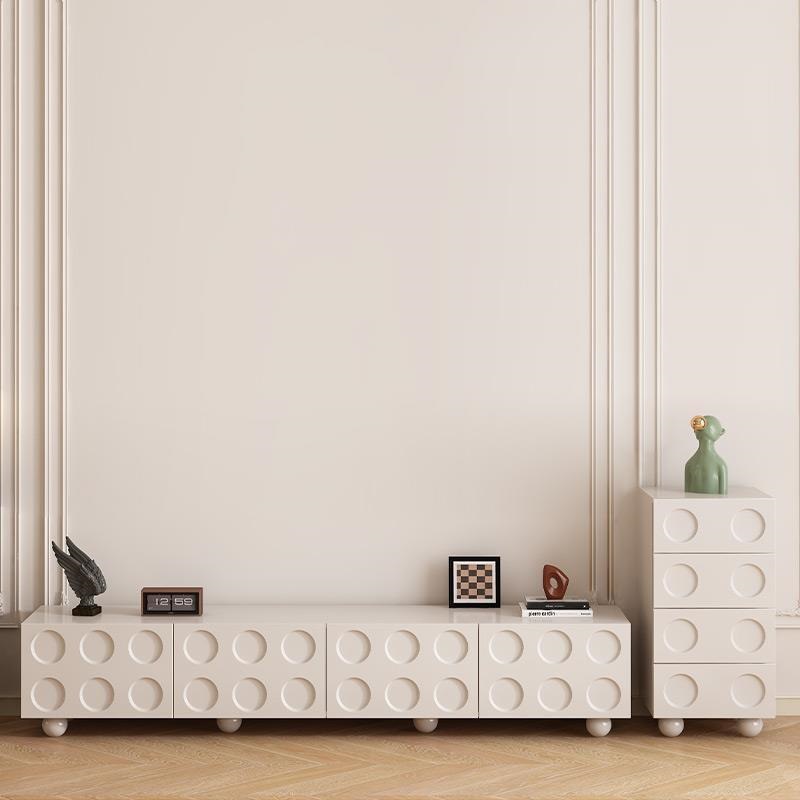 Tv Cabinet Cupboard Living Room Home Simple Modern Small Apartment French Cream Style Storage Storage Cabinet Integrated