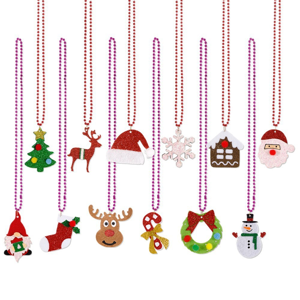 Adornos navideños Collar de muñeco de nieve de alces Decoración de fiesta para niños Cadena de cuentas galvanizadas Cuerda colgante de árbol de Navidad para ancianos