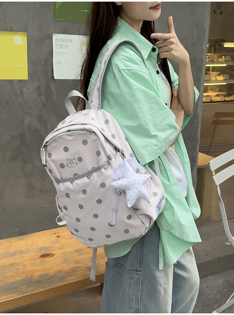 Polka Dot Lightweight Laptop Travel Nylon Backpack 28