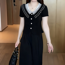 法式女神范娃娃领T恤2025夏季新款修身显瘦小衫气质品牌短款上衣