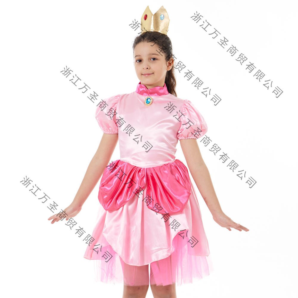 儿童超级玛丽马里奥游戏服圣诞粉色桃子碧琪公主裙Peach