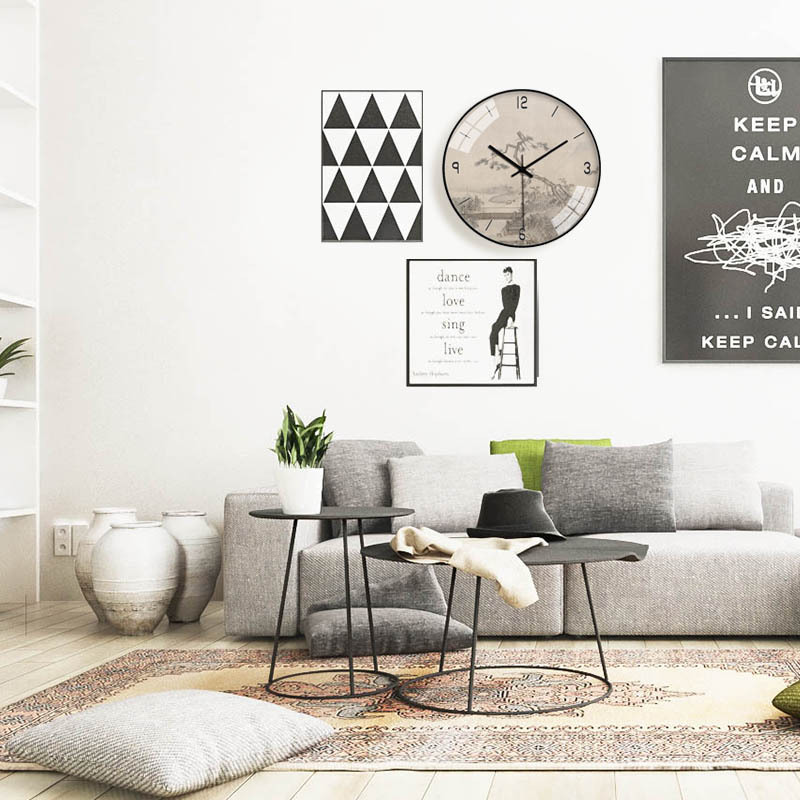 Reloj de pared de estilo chino para sala [20cm/8 pulgadas], diseño creativo moderno y atmosférico, reloj de cuarzo silencioso/artístico