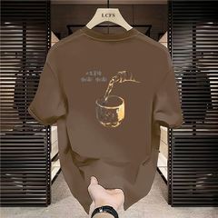 Cross-border 2025 summer men's short-sleeve T-shirt high-end trendy brand printed upper garment fashionable casual inner layer base shirt trendy