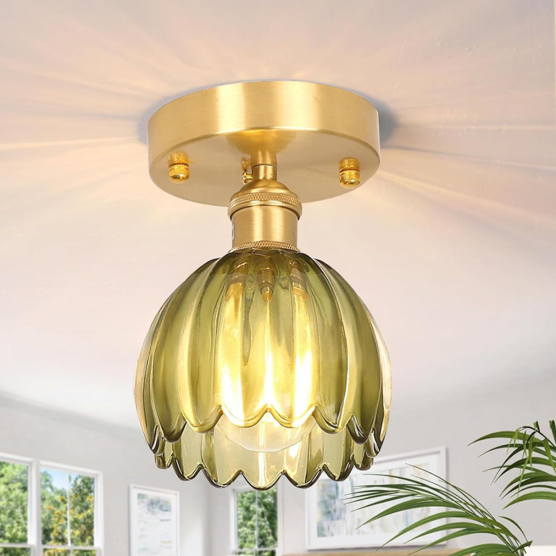 Hallway Ceiling Lights Home Ceiling Glass Retro Pendant Light Fixture for Porch Kitchen Entryway Bedroom Bathroom