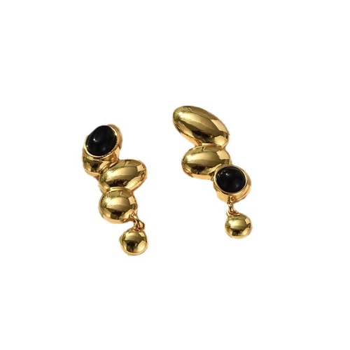 Retro Hong Kong-style earring for women, 2024 new trendy popular niche high-end gold versatile earrings