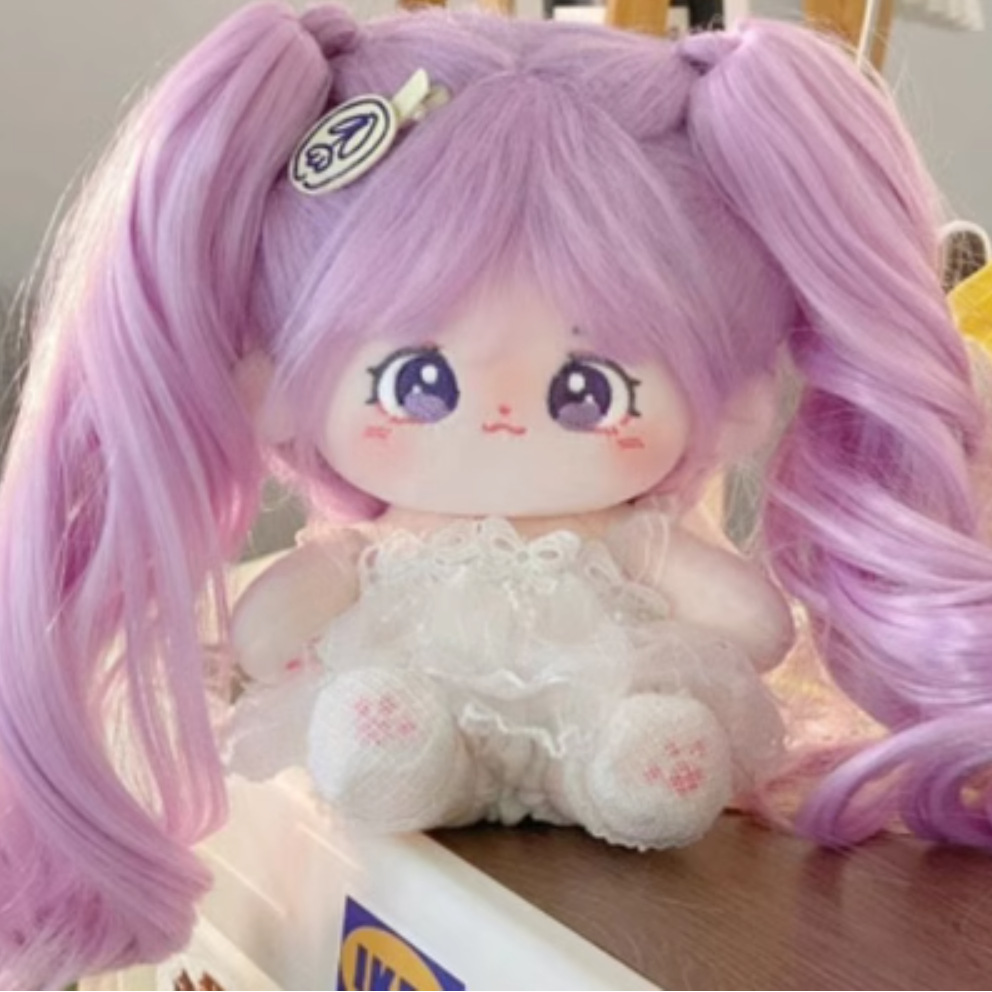 20cm algodón muñeca peluca Cola de Caballo Pelo Largo doble cola de caballo rizado en forma de humano clip de garra en stock