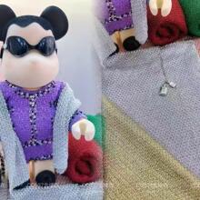 金属丝金银线针织提花面料布偶娃娃宠物做衣服拉布布毛线布料镂空