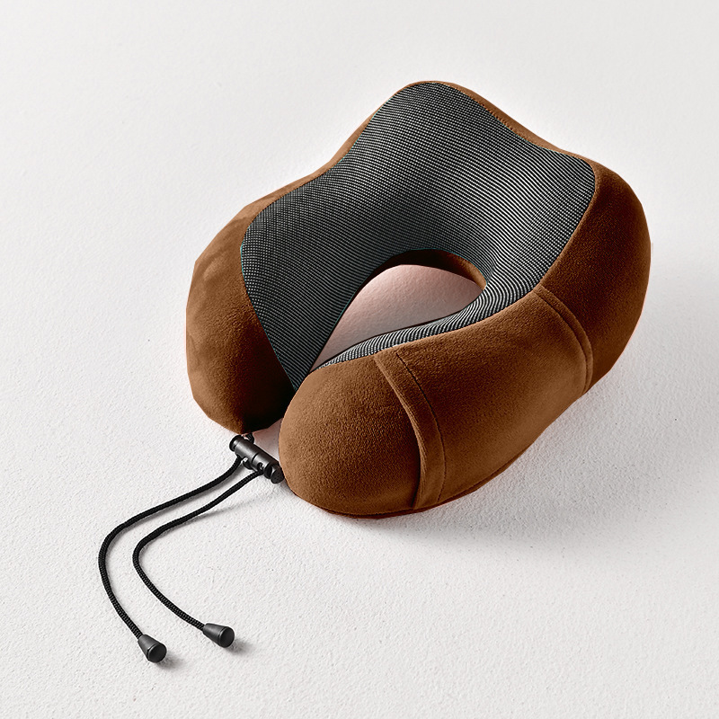 Almohada en forma de U de memoria al por mayor de fábrica Almohada de viaje Almohada para el cuello Almohada para el cuello para la siesta del avión del coche Almohada para el cuello de tela magnética en forma de U