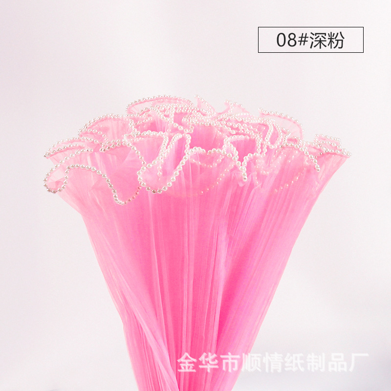 Papel de embalaje para flores con perlas onduladas, unilateral, de malla, para floristería, transfronterizo, al por mayor