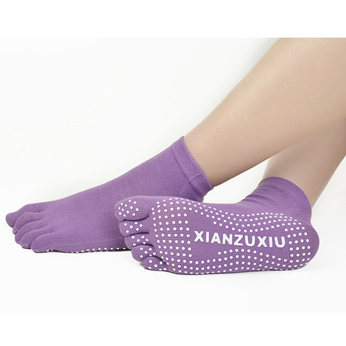 Wholesale spring and autumn solid color cotton toe socks sweat-absorbent sports non-slip five-toe socks yoga women's short-tube five-toe socks