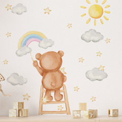 LD64096卡通繪畫小熊雲朵彩虹兒童房臥室家居裝飾牆貼自粘批發
