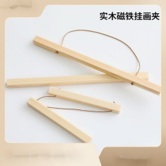 Creative diy solid wood magnetic hanging shaft hanging rod photo poster clip decorative painting strong magnetic scroll rod photo frame picture frame