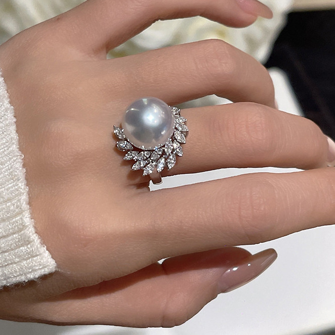 Organic brand one size fashionable ring pearl