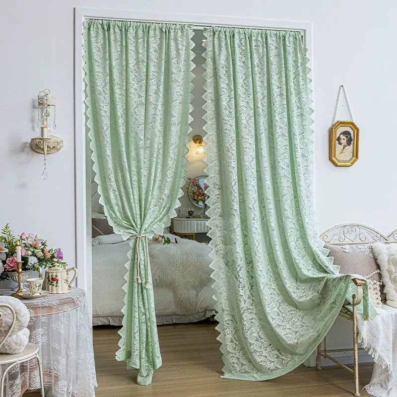 Lace Curtain Korean Style, White, Velcro or Pole/Hook Attachment, Multiple Heights